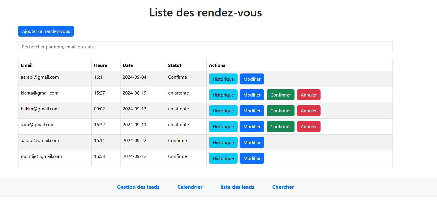 Gestion des rendez-vous